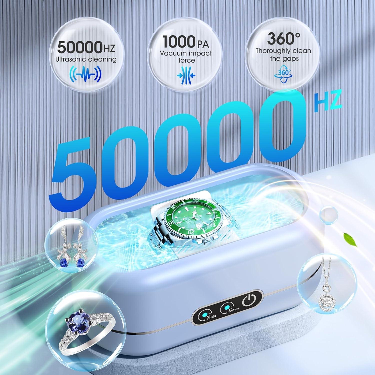 Limpiador Ultrasónico de Joyas AI 50KHz Acero Inoxidable Azul