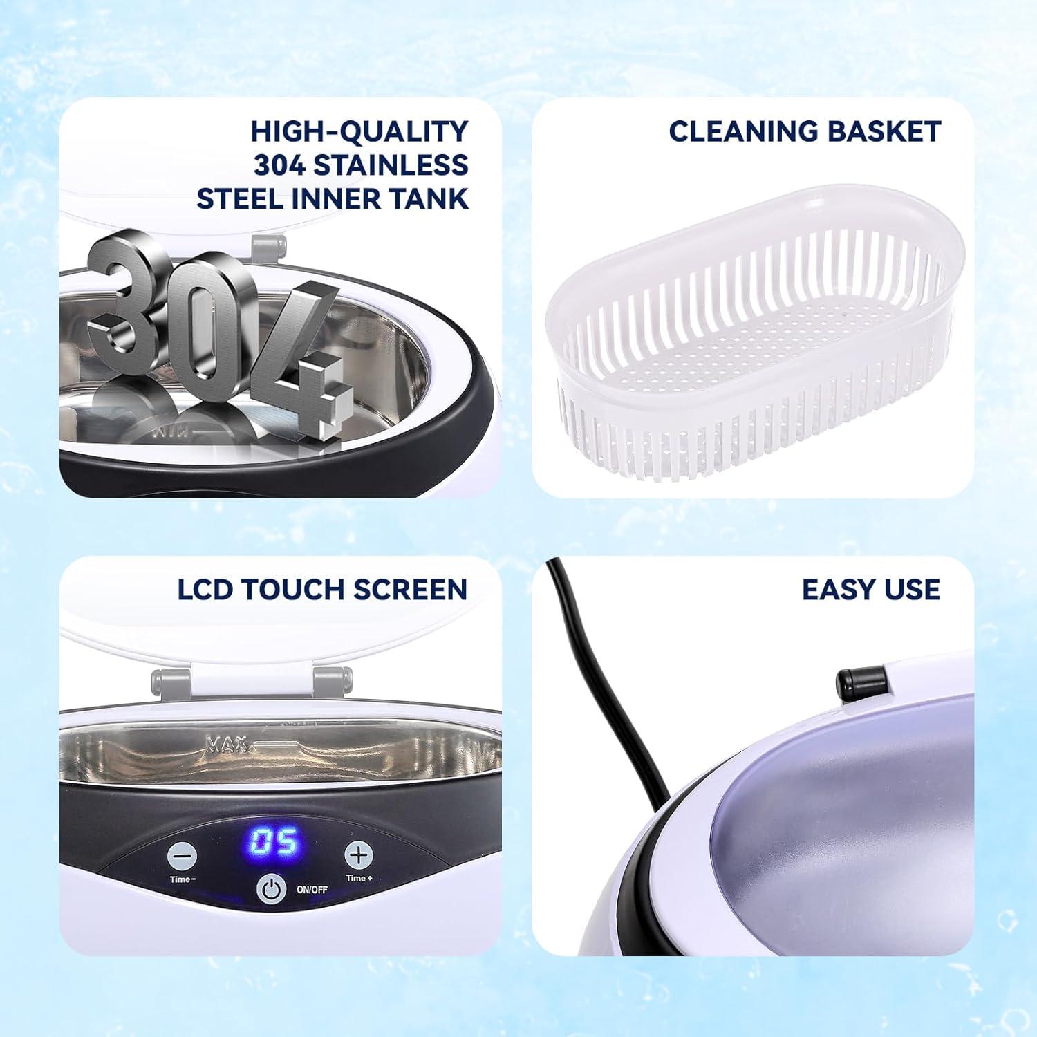 Limpiador Ultrasónico de Joyas VUA 650ml 42kHz Acero Inoxidable