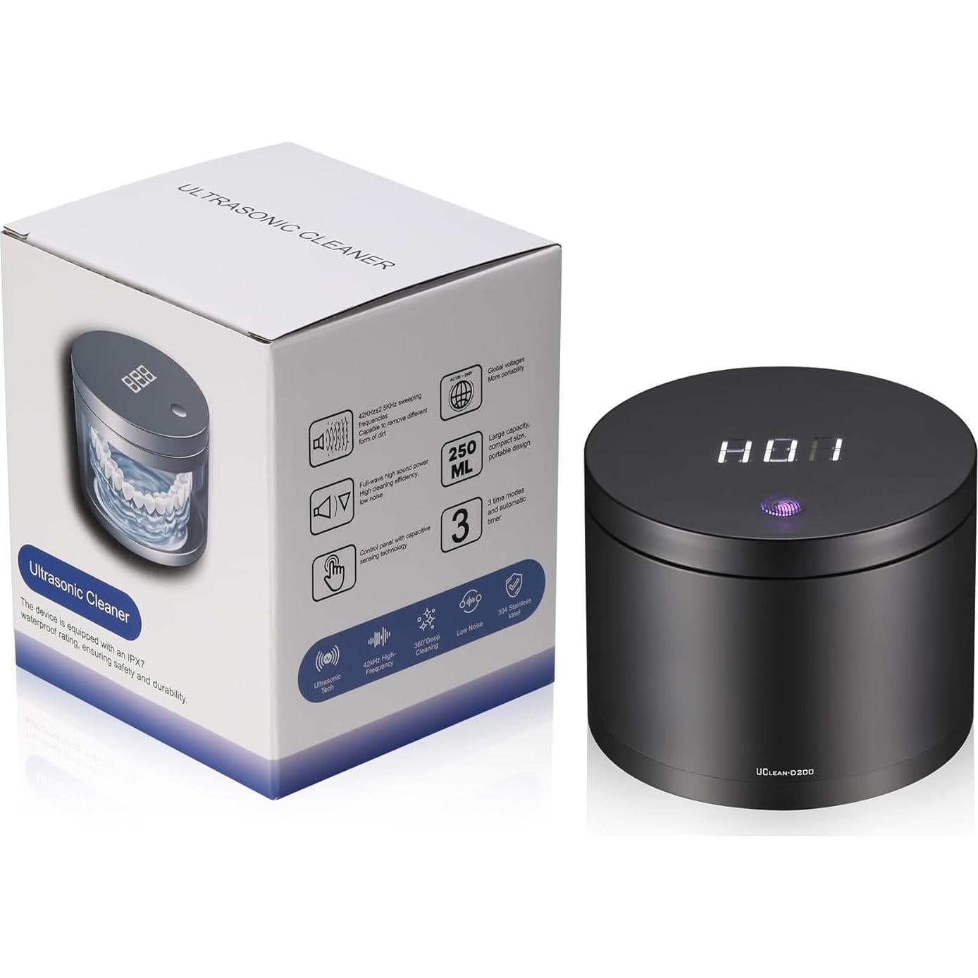 Limpiador ultrasónico YIXXI 250ML con luz U-V y control táctil