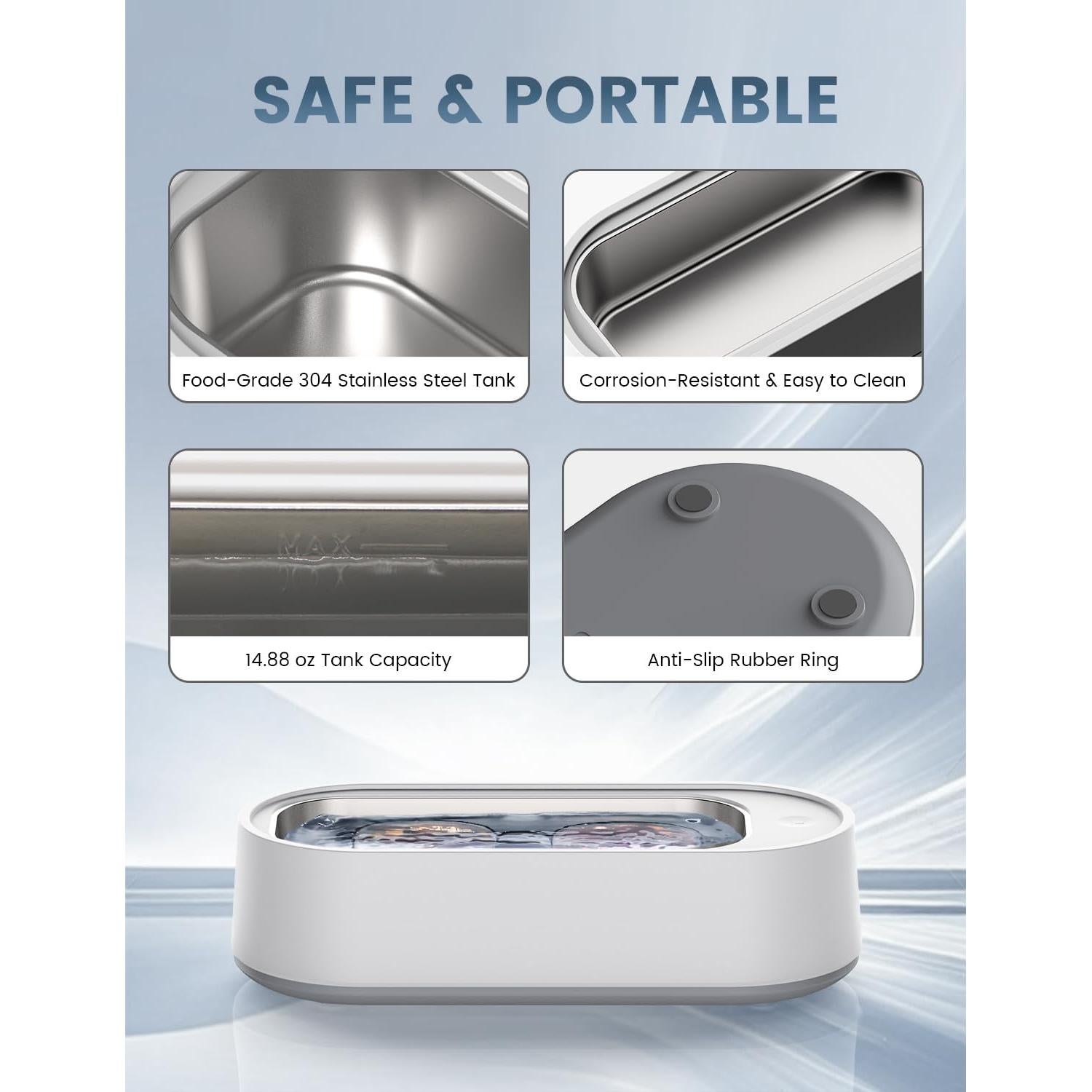 Limpiador Ultrasónico Gityso 440ml para Joyas y Gafas