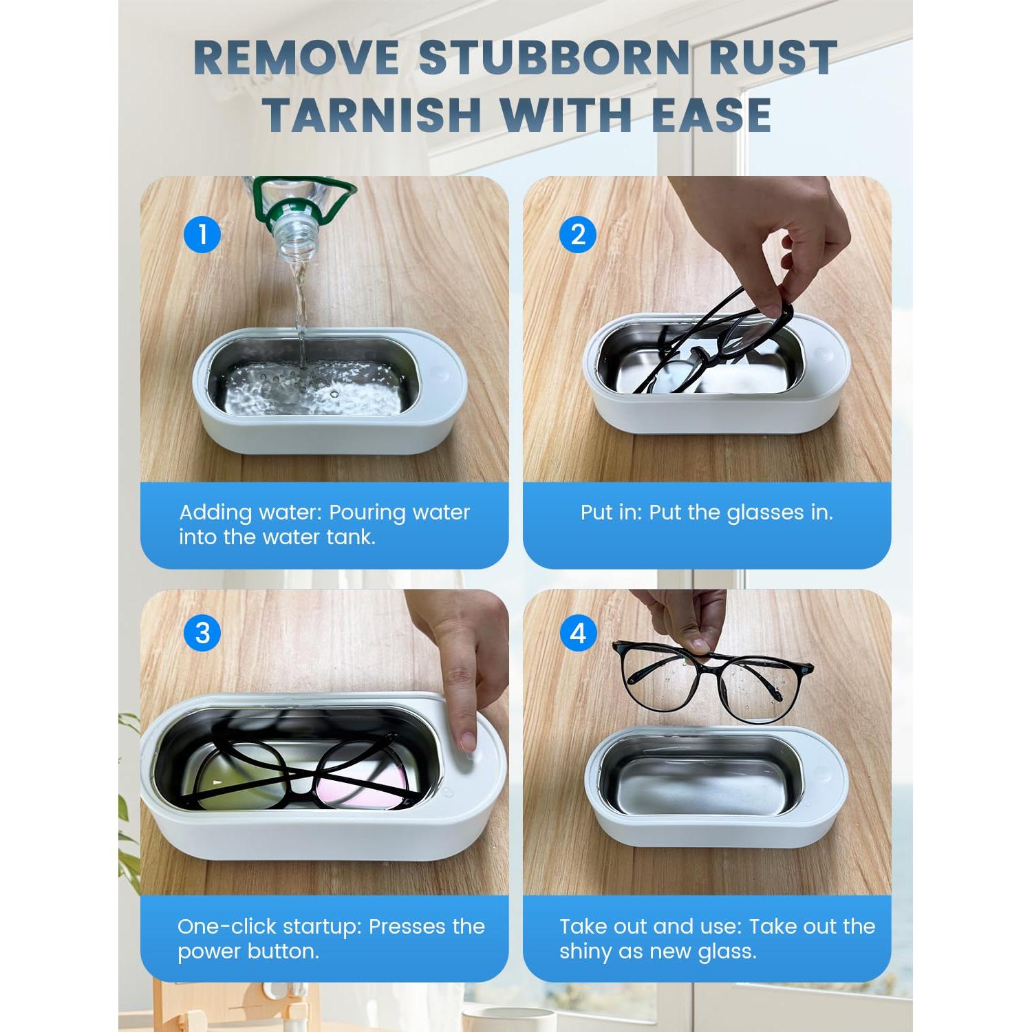 Limpiador Ultrasónico Gityso 440ml para Joyas y Gafas