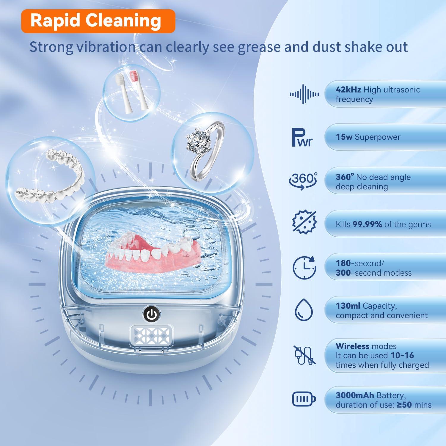 Limpiador Ultrasónico BEKOMIYA 150ML para Dentaduras y Joyería