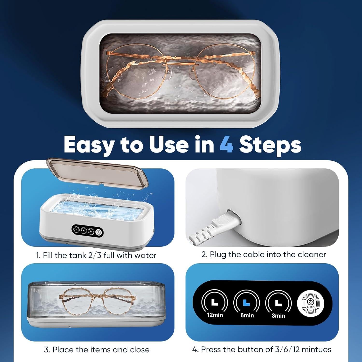 Limpiadora Ultrasónica Chufa 650ML 49KHz para Joyas y Gafas