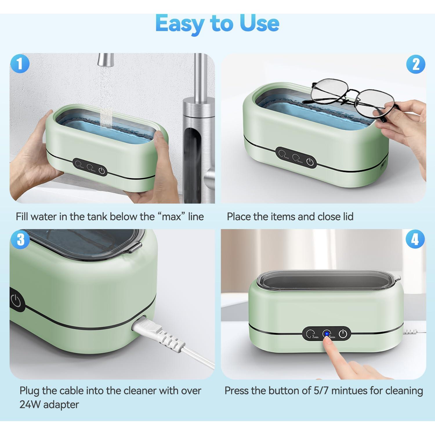 Limpiador Ultrasónico de Joyas Miorcols 48KHz 355ml Verde