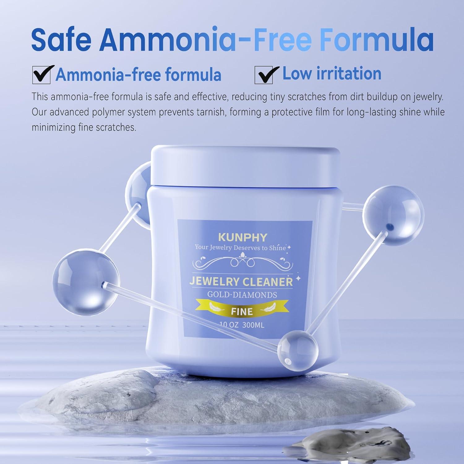 Limpiador Ultrasónico de Joyas KUNPHY 355 ml + Solución 887 ml