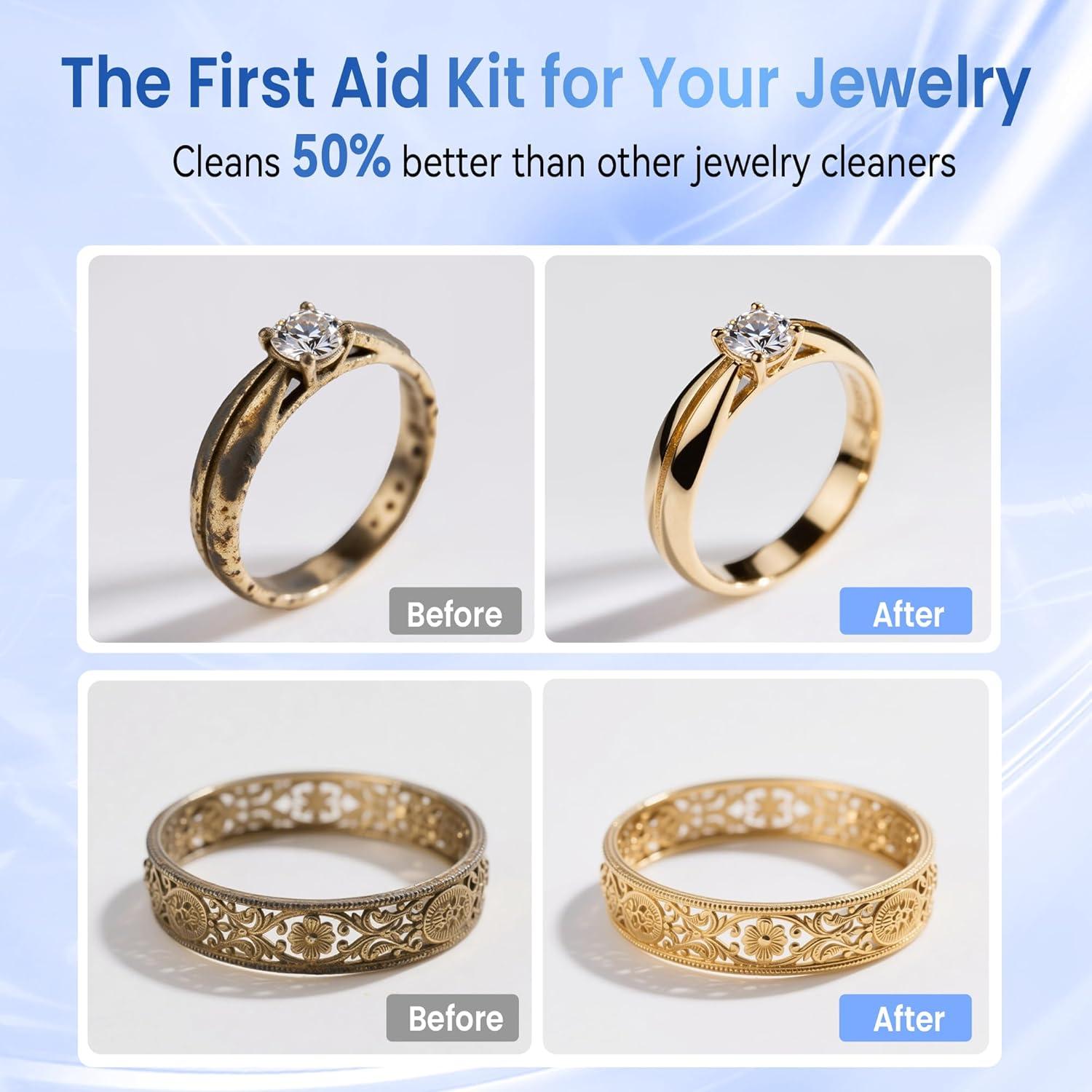 Limpiador Ultrasónico de Joyas KUNPHY 355 ml + Solución 887 ml