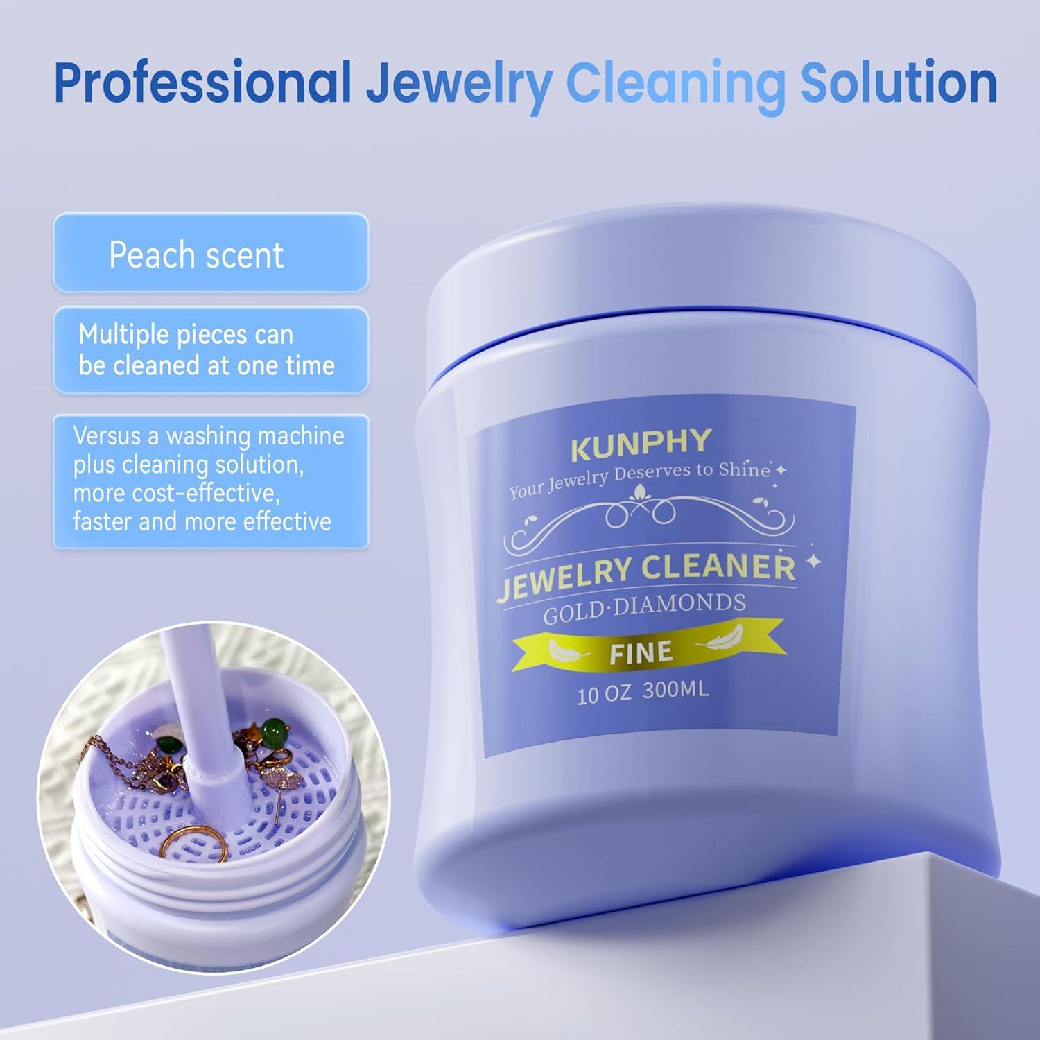 Limpiador Ultrasónico de Joyas KUNPHY 355 ml + Solución 887 ml