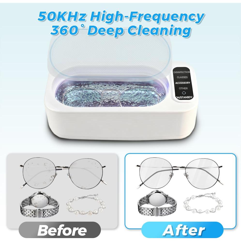 Limpiador Ultrasónico de Joyas Tiiyee 350ml 50kHz 4 Modos