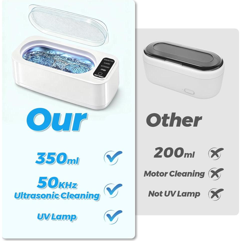 Limpiador Ultrasónico de Joyas Tiiyee 350ml 50kHz 4 Modos