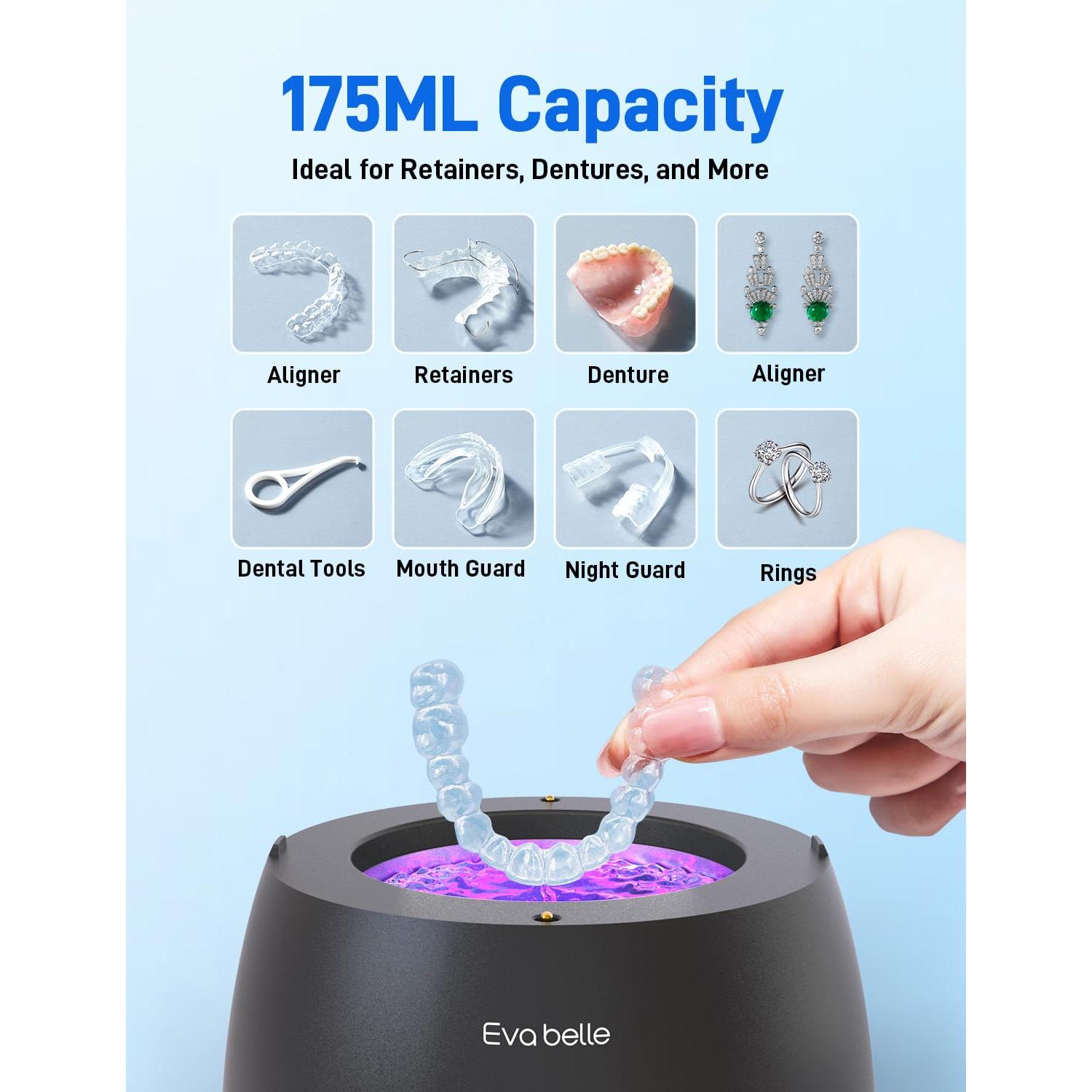Limpiador Ultrasónico EVA BELLE para Retenedores y Joyería