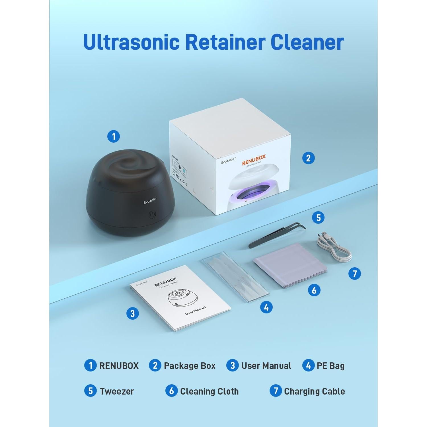 Limpiador Ultrasónico EVA BELLE para Retenedores y Joyería