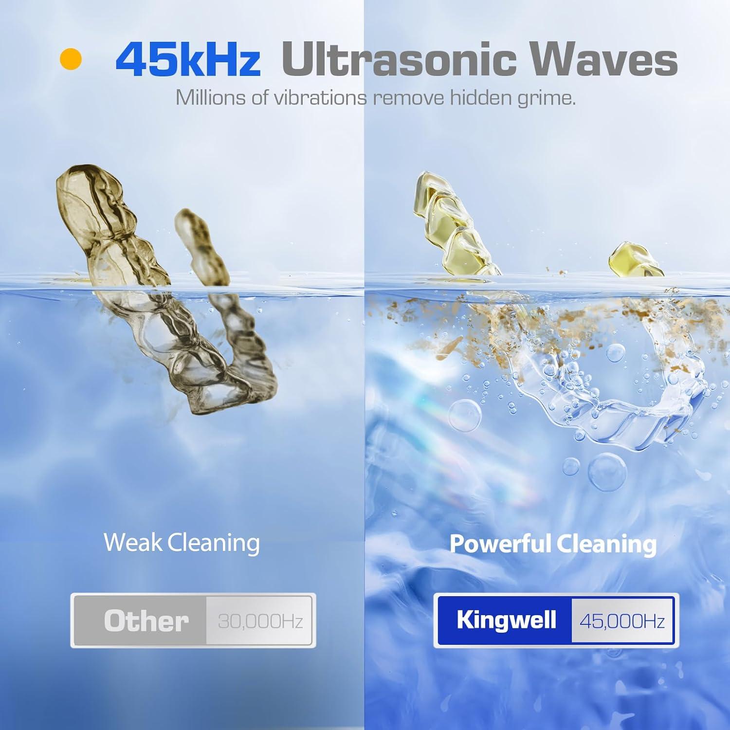 Limpiadora Ultrasónica Kingwell 45KHz 230ML para Dentaduras