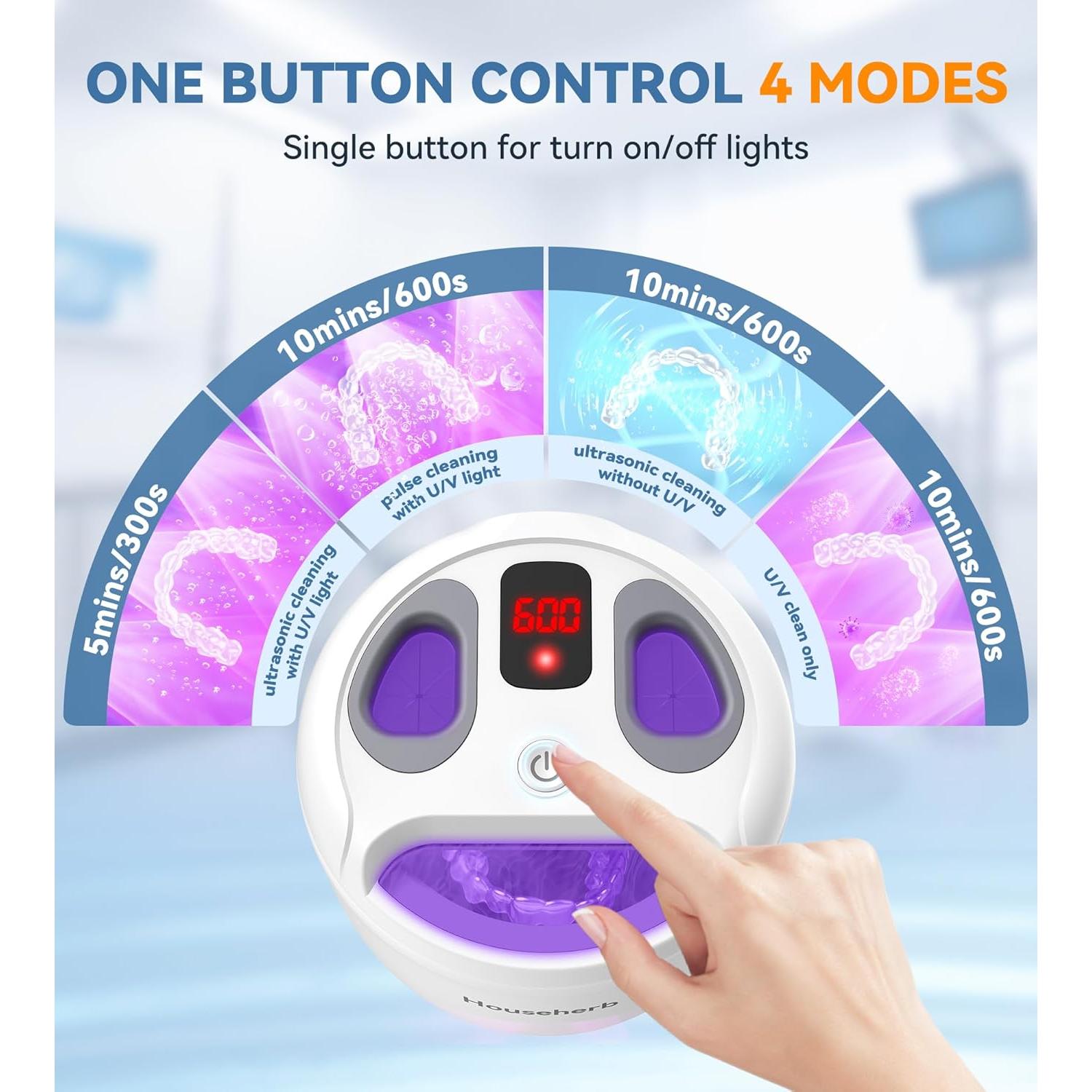 Limpiador Ultrasónico de Retenedores Househerb 200ml 45kHz