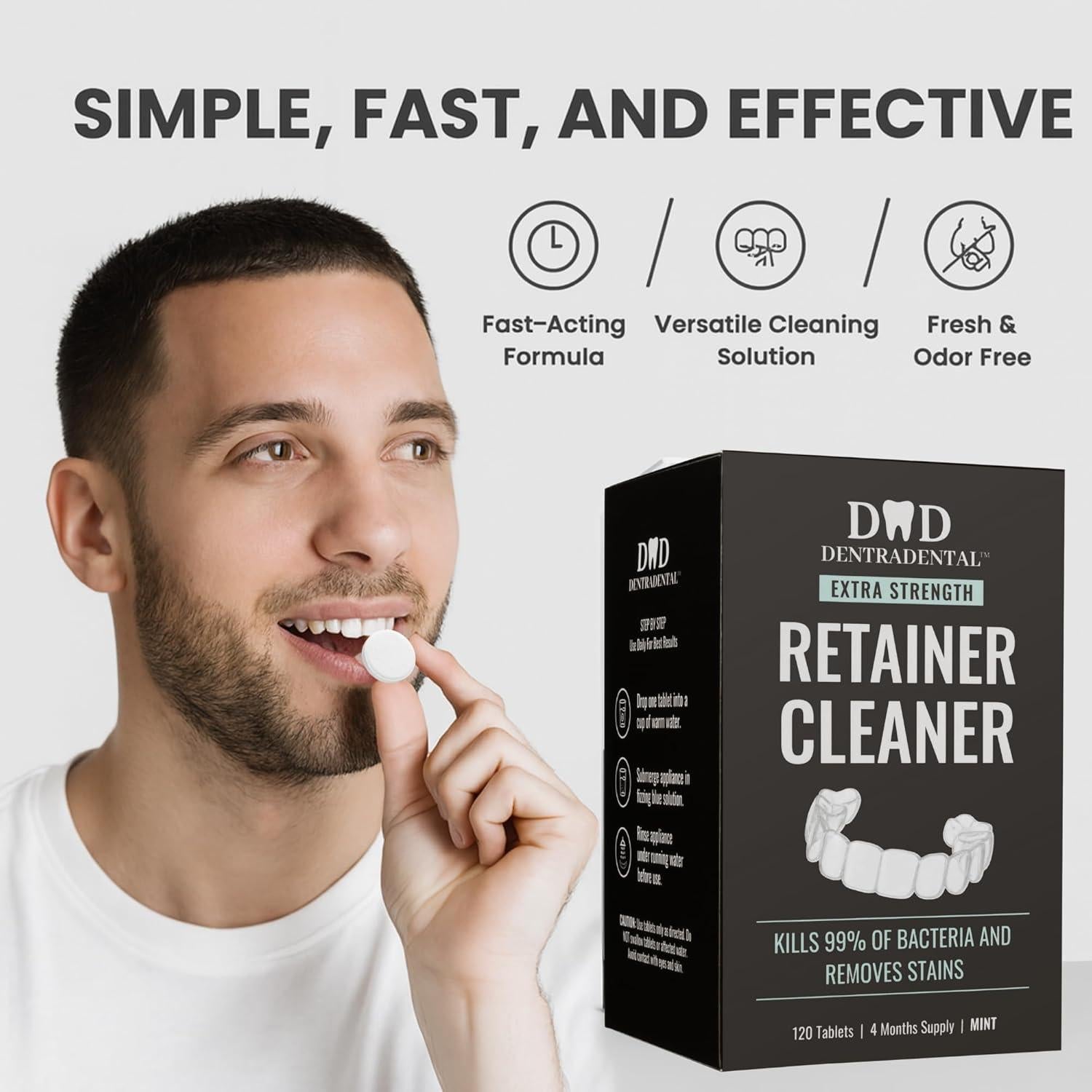 Tabletas Limpiadoras DENTRA DENTAL 96 Unidades para Alineadores