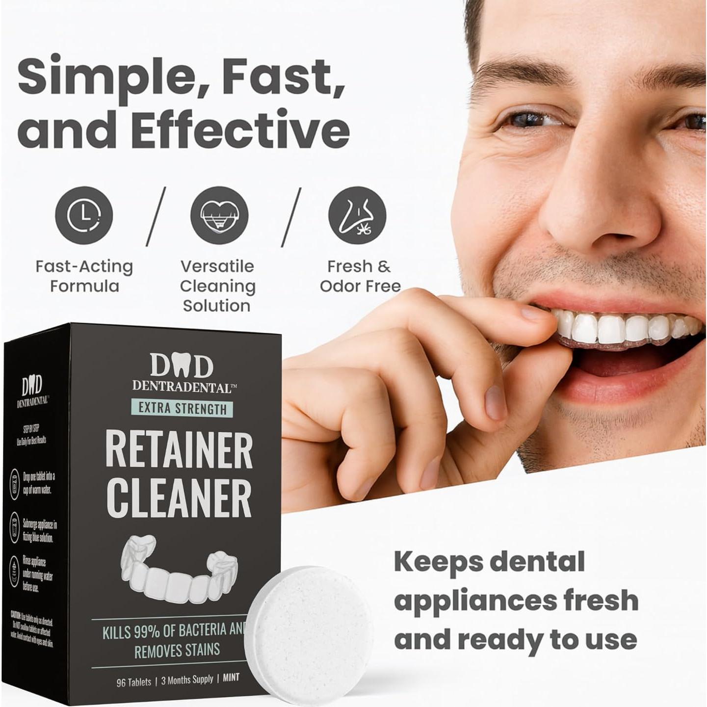 Tabletas Limpiadoras DENTRA DENTAL 96 Unidades para Alineadores