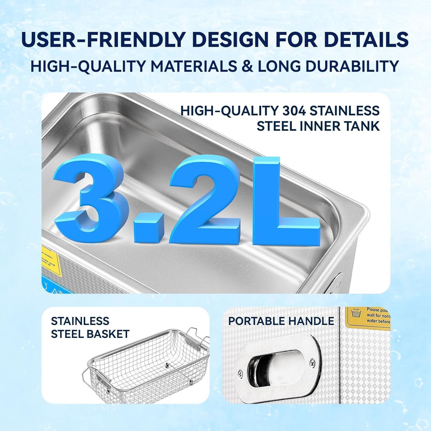 Limpiador Ultrasonido 3.2L VUA con Calentador y Temporizador