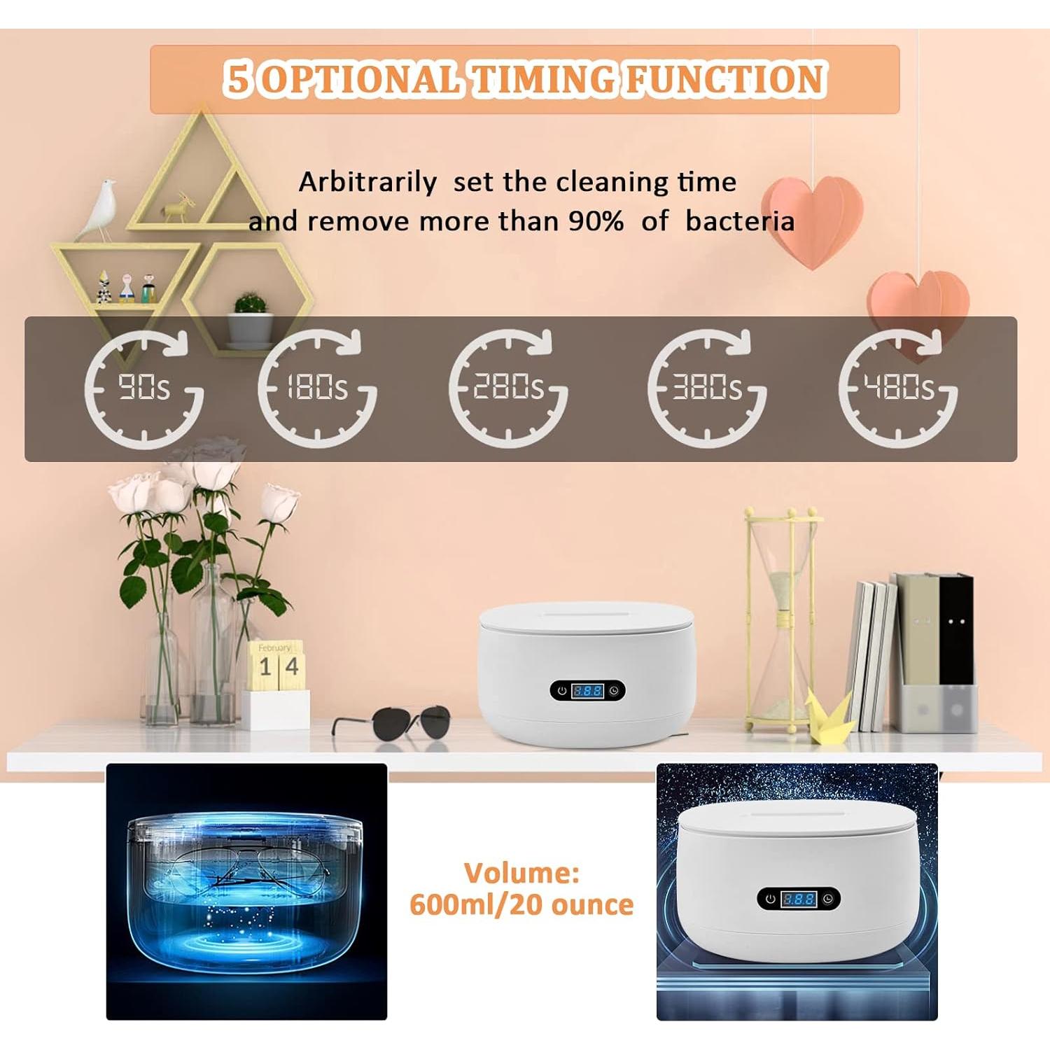 Limpiador Ultrasónico de Joyas GTSONIC 600ml con Temporizador