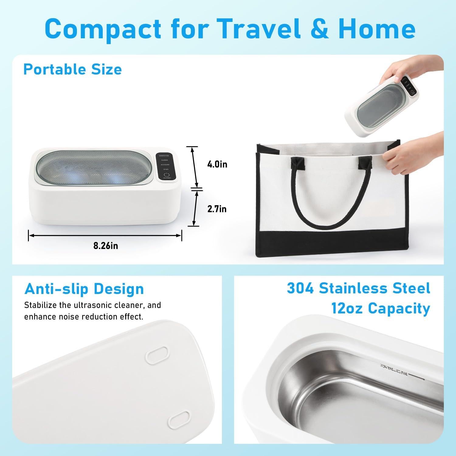 Limpiador Ultrasónico VOYLITE 24W 400ml 3 Modos Acero Inoxidable