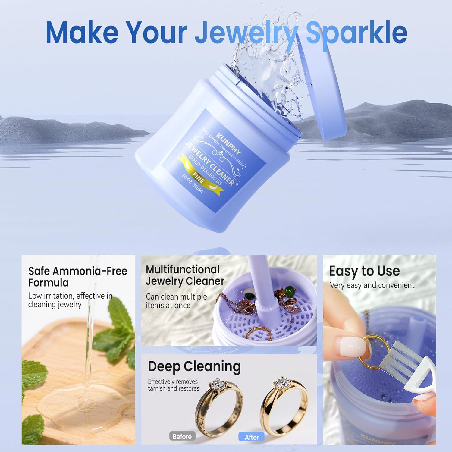 Limpiador Ultrasónico de Joyas KUNPHY 118ml y 295ml