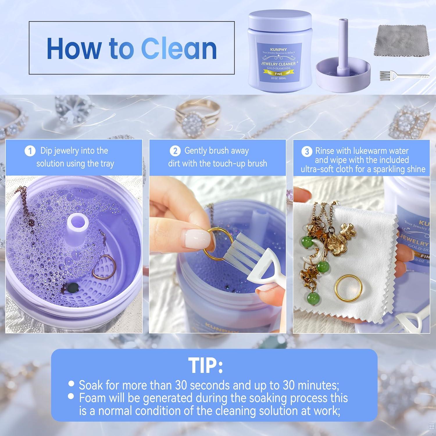 Limpiador Ultrasónico de Joyas KUNPHY 118ml y 295ml
