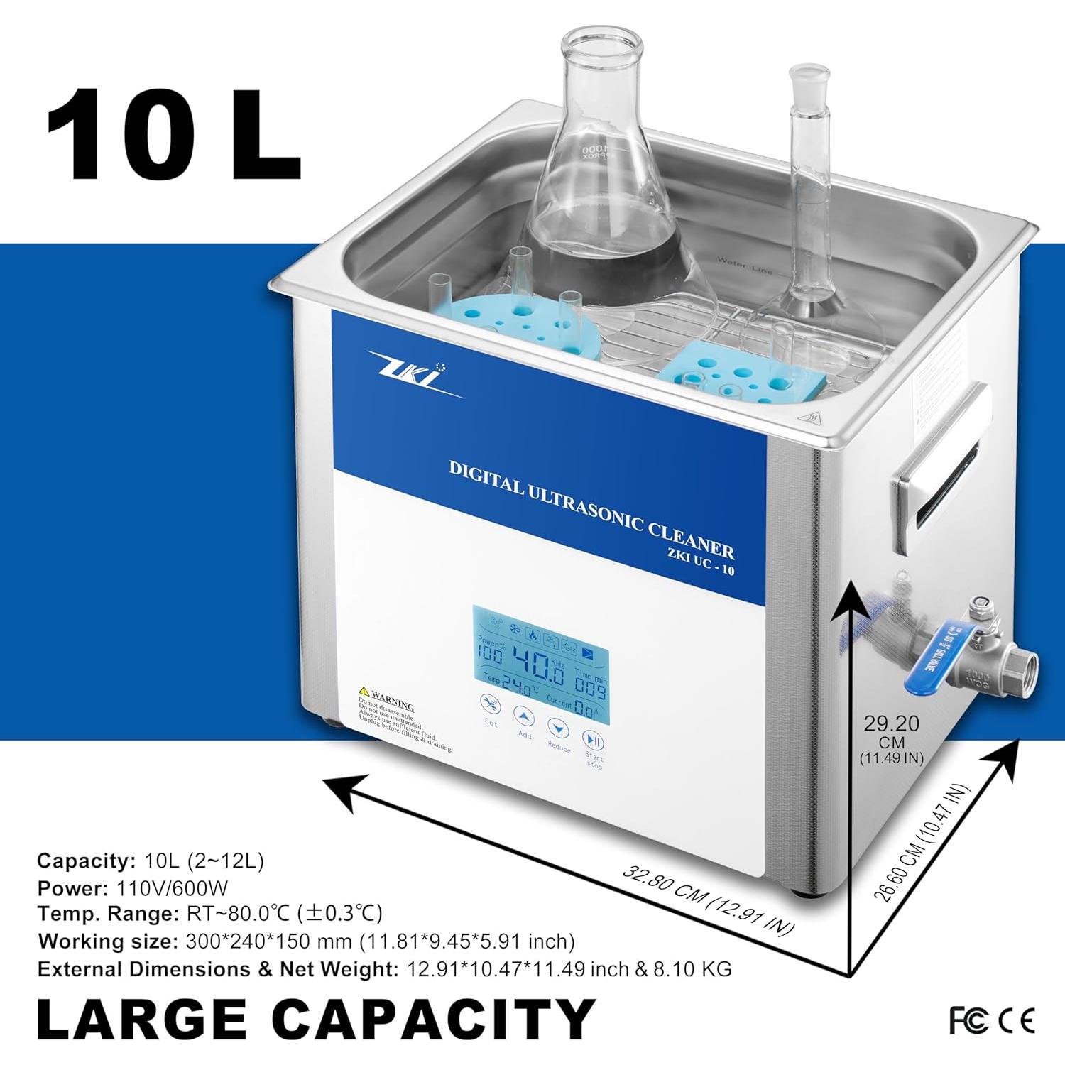 Máquina de Limpieza Ultrasonica ZKI 10L Digital 600W