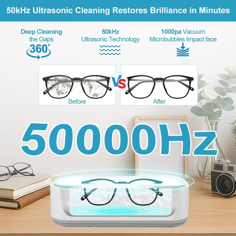 Ultrasonic Retainer Cleaner for Tooth，50KHz Jewelry Cleaner Deep Cleaning Machine -650ML Dental Cleaning Pod for Dentures/Mouth Guards/Eyeglasses-3 Timers -Stainless Steel, Reliable Use