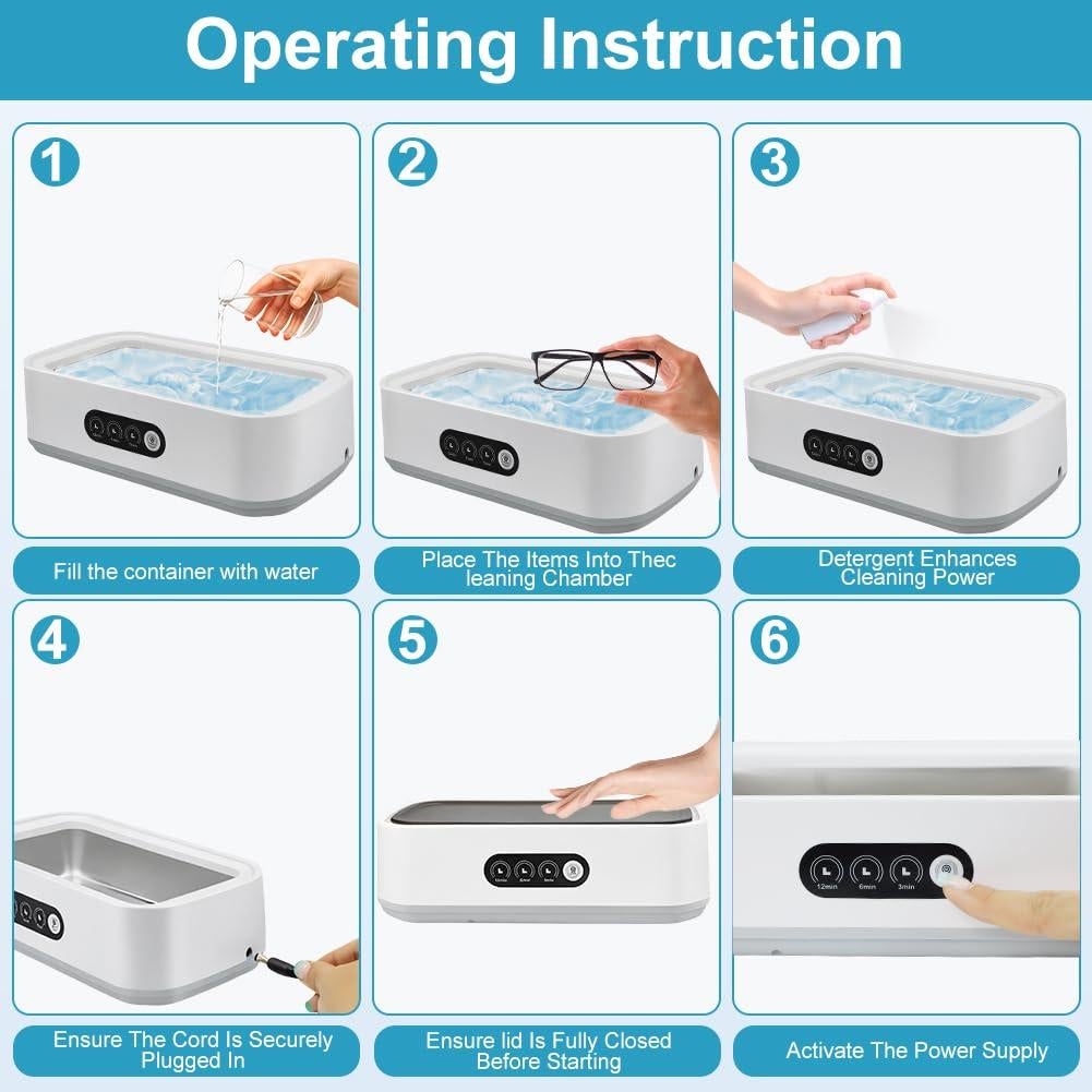 Ultrasonic Retainer Cleaner for Tooth，50KHz Jewelry Cleaner Deep Cleaning Machine -650ML Dental Cleaning Pod for Dentures/Mouth Guards/Eyeglasses-3 Timers -Stainless Steel, Reliable Use