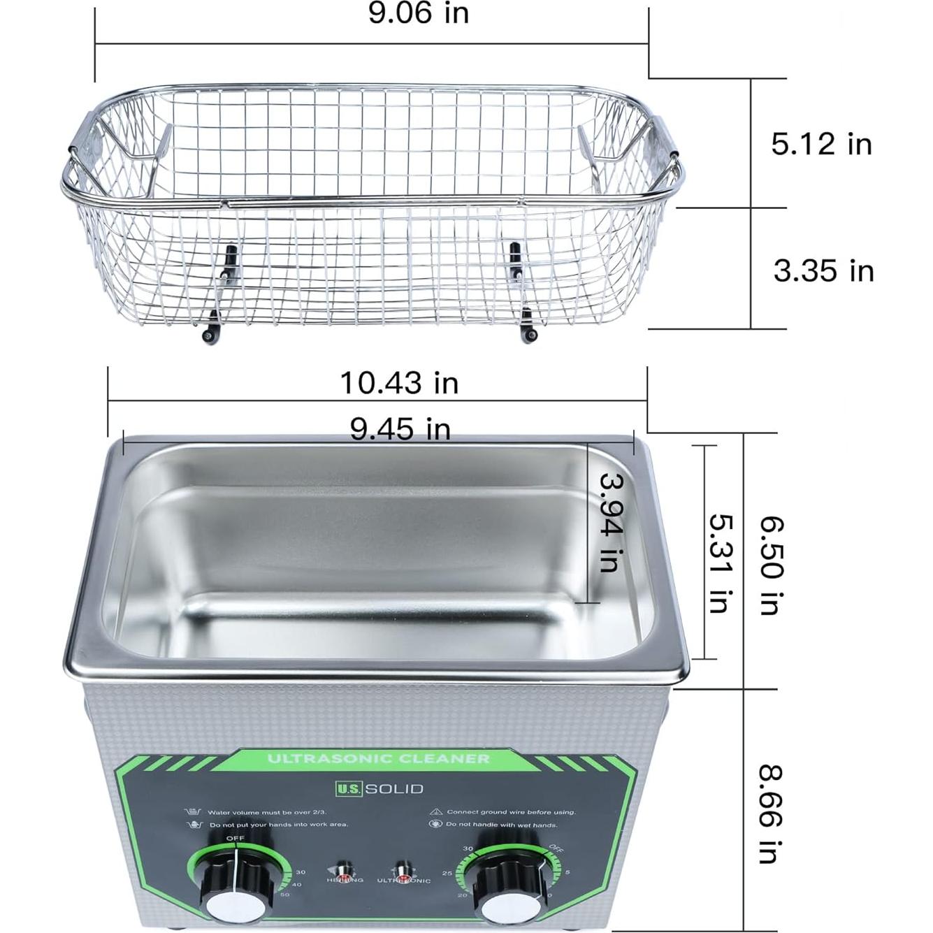 Limpiador ultrasónico U.S. Solid 3L 40kHz acero inoxidable
