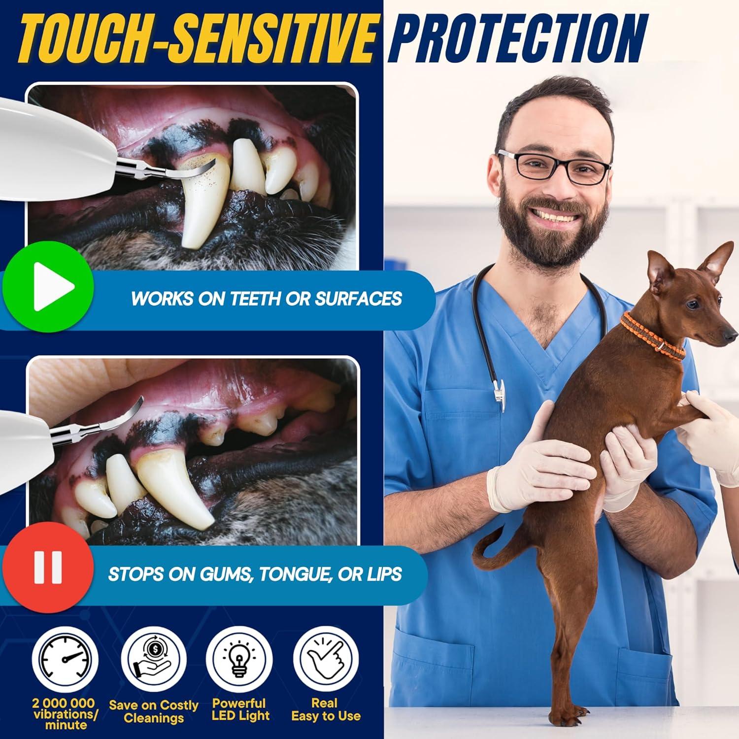 Removedor de Placa Dental SIRGAWAIN para Mascotas - Ultrasonido, 3 Modos, 4 Cabezas, Blanco