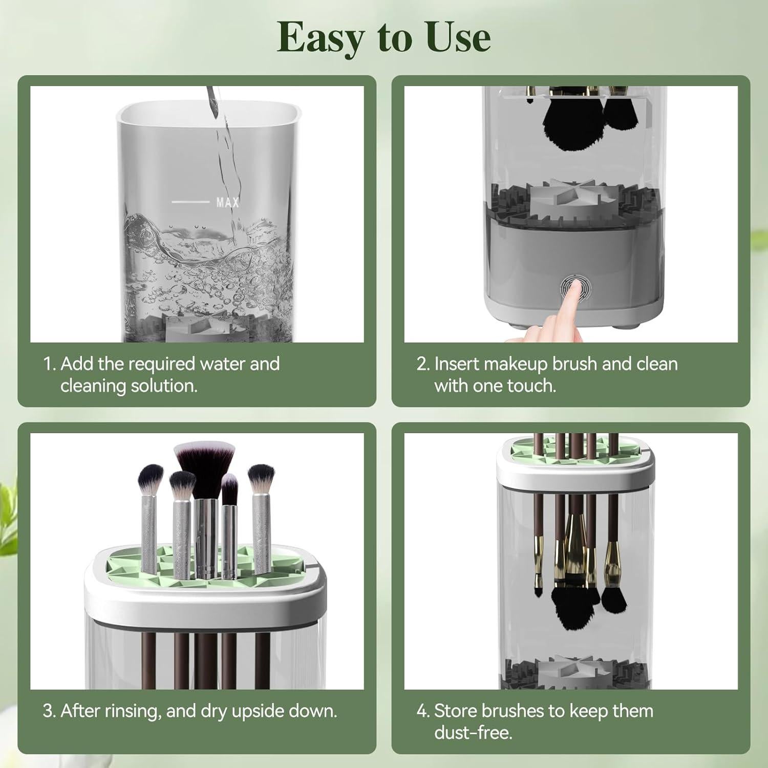 Limpiadora de Brochas de Maquillaje Eléctrica Vseomay Gris - Limpieza Automática Profunda