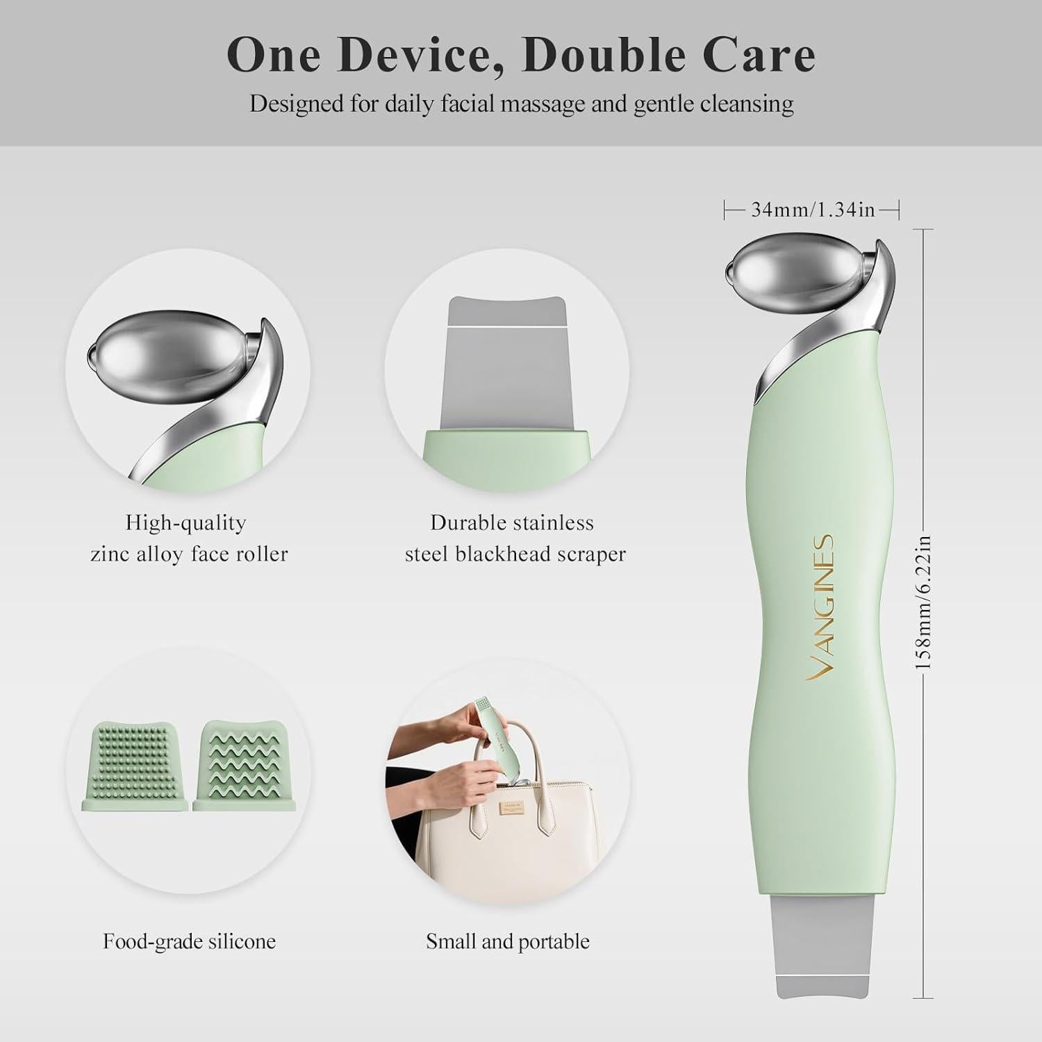 Espátula Limpiadora de Piel Vangines V1 con Rodillo de Hielo