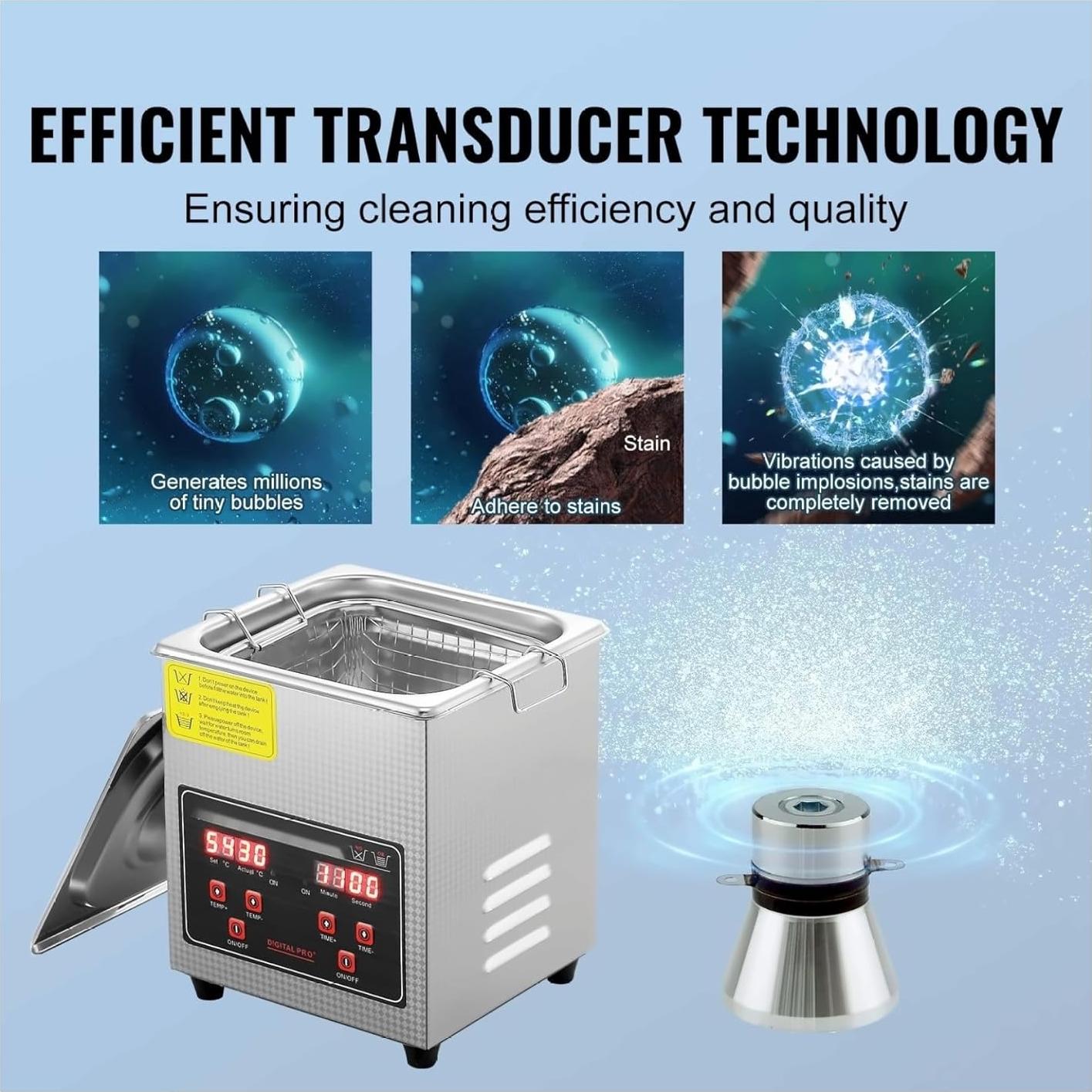 Limpiador Ultrasónico 2L Genérico con Temporizador Digital y Calentador
