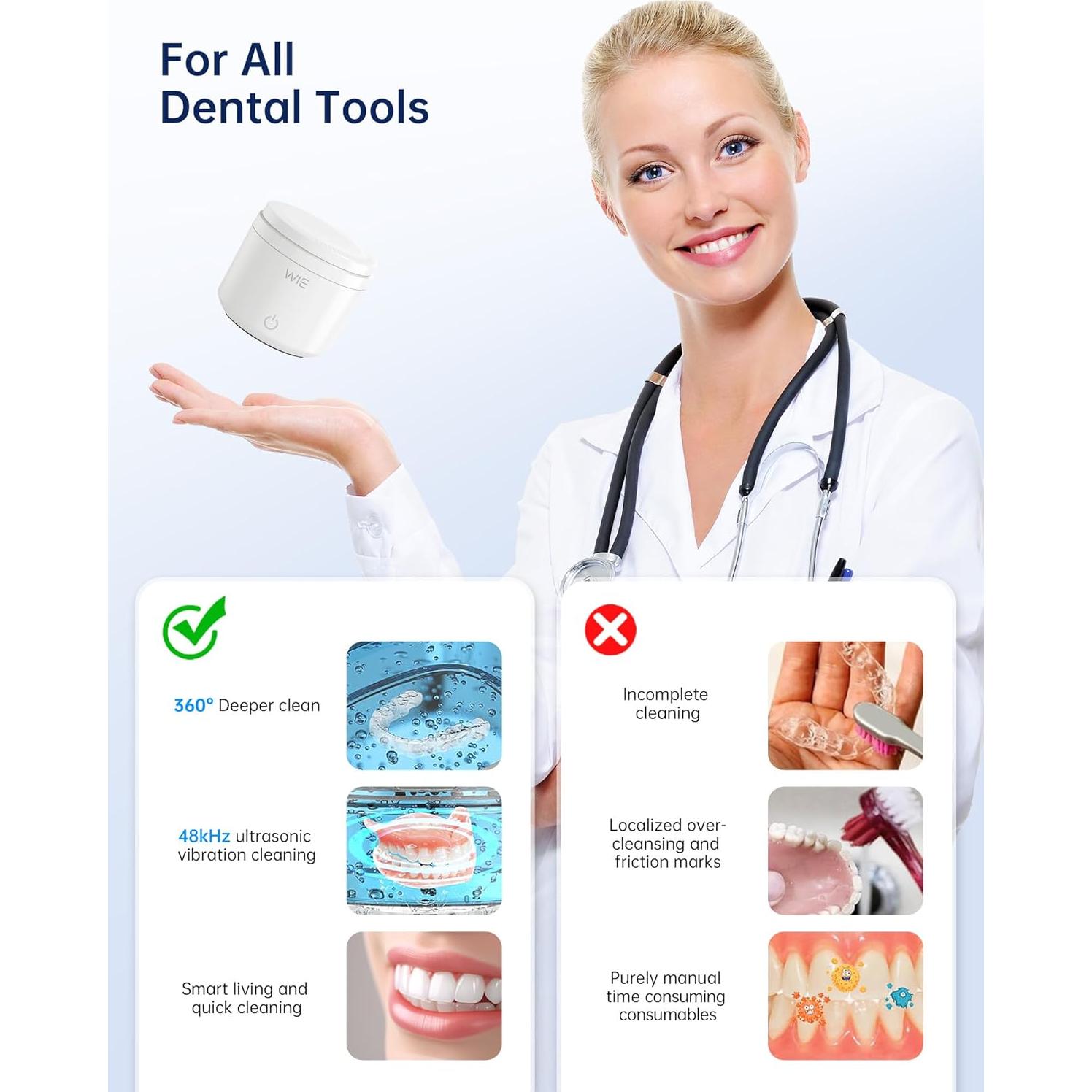 Limpiador Ultrasonido de Retenedores WIE 200ml con Luz UV