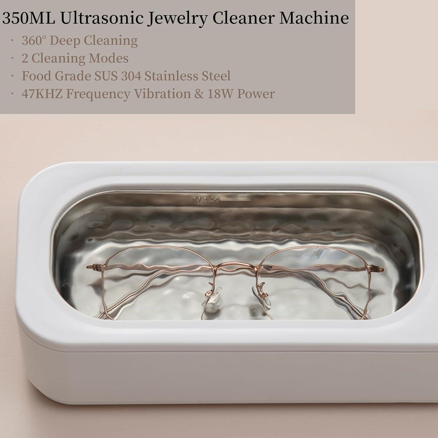 Limpiador Ultrasónico de Joyas Farady 350ml 47kHz Acero Inoxidable