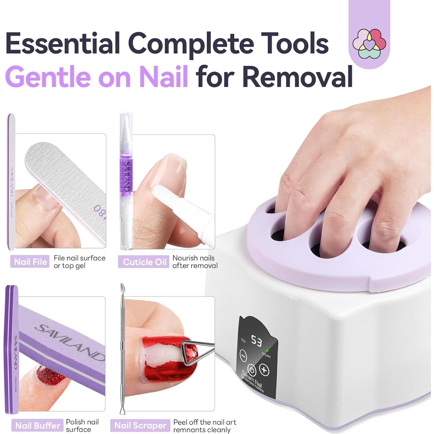 Removedor de Esmalte SAVILAND con Vapor y Tazón Eléctrico