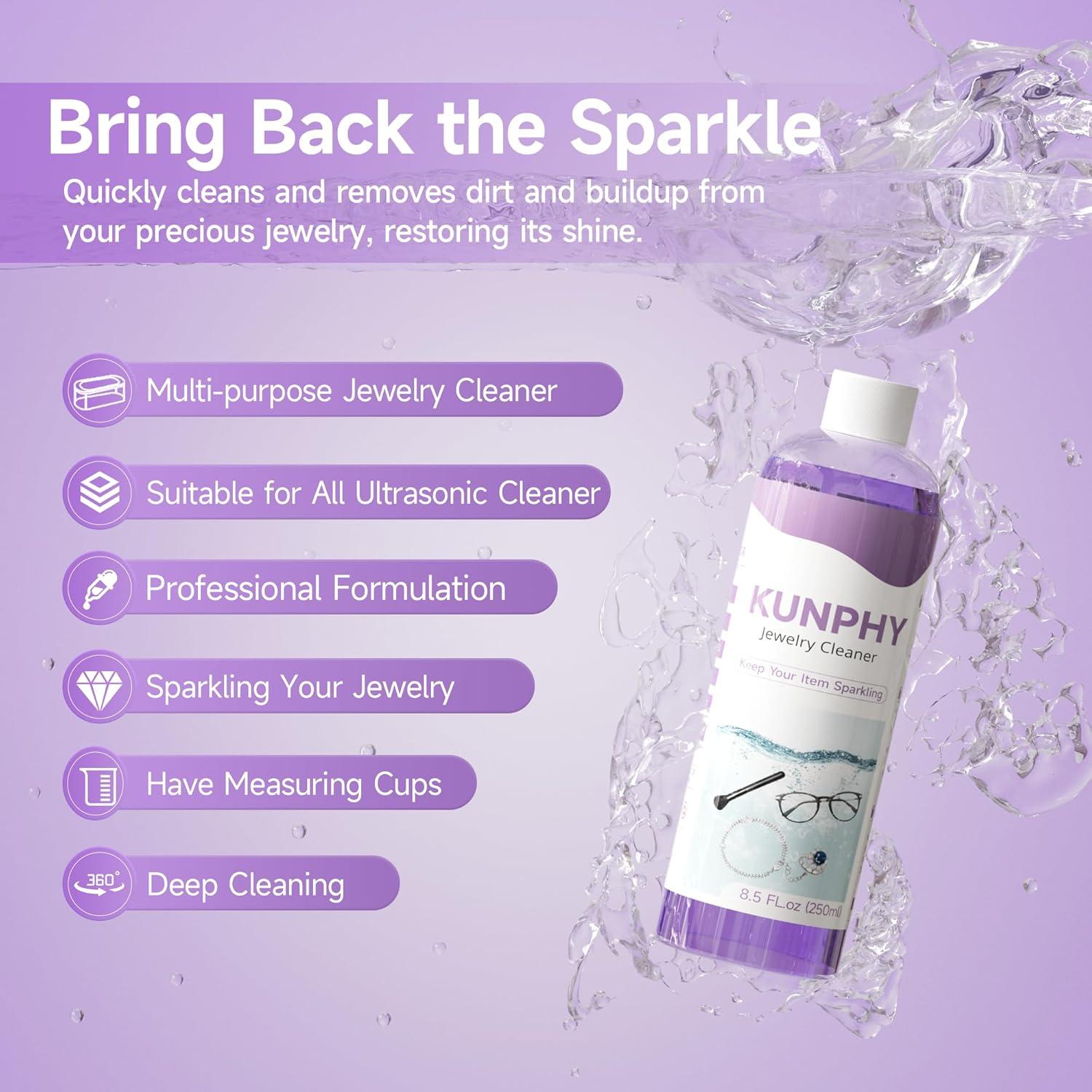Limpiador de Joyas KUNPHY 240 ml x 2 Paquetes Ultrasónico