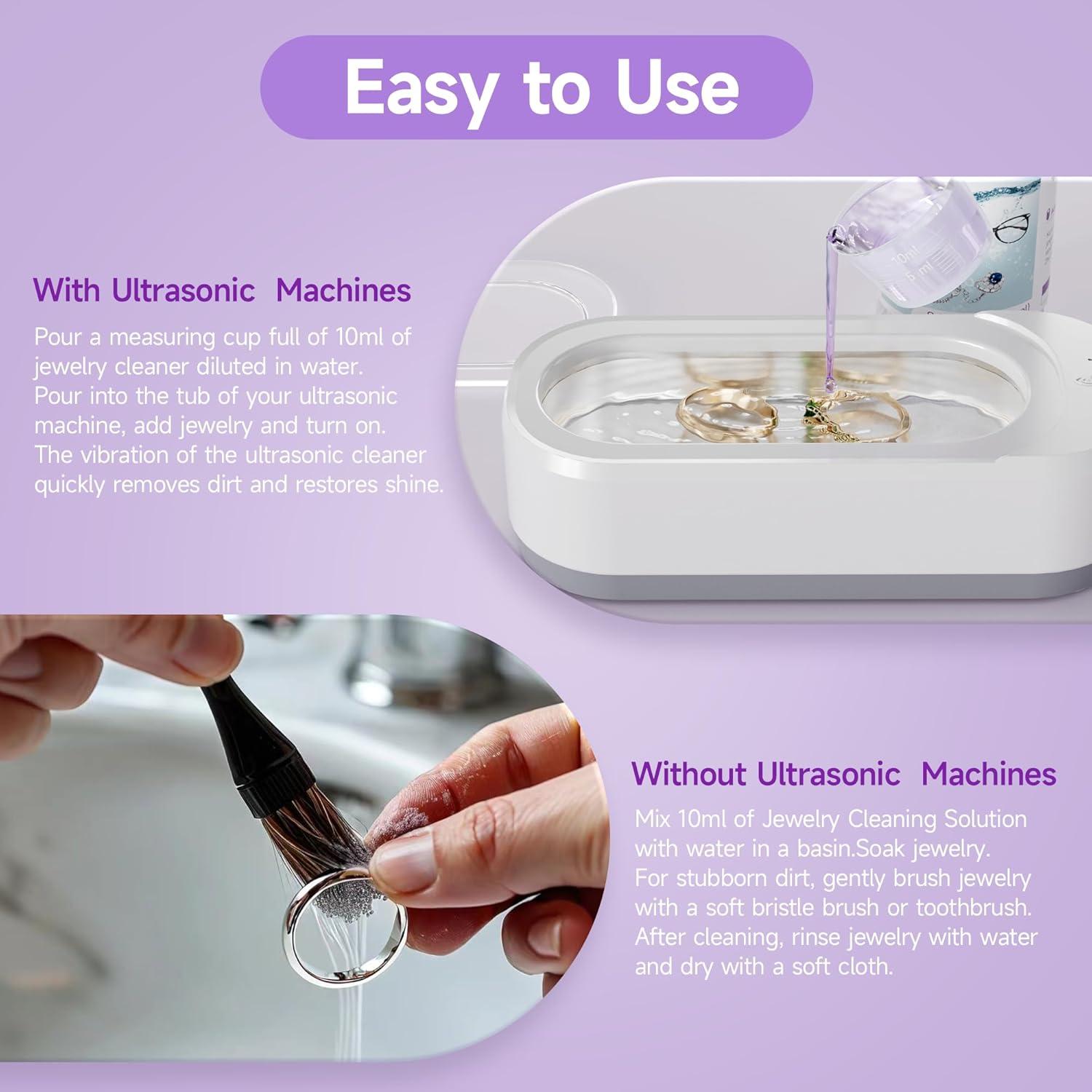 Limpiador de Joyas KUNPHY 240 ml x 2 Paquetes Ultrasónico