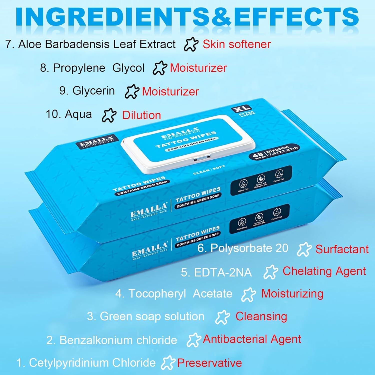 Toallitas para Tatuajes Emalla - 68 Piezas, Cuidado Premium