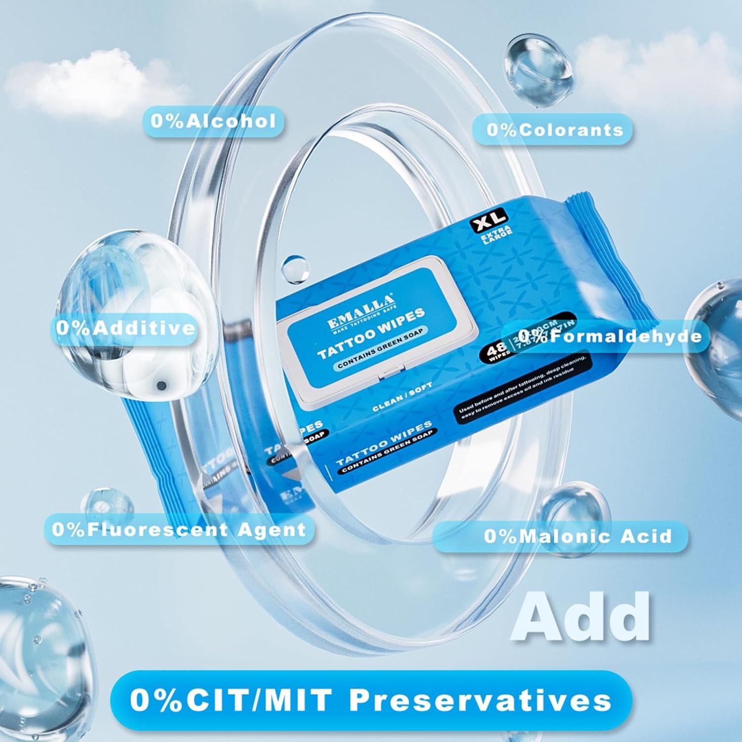 Toallitas para Tatuajes Emalla - 68 Piezas, Cuidado Premium