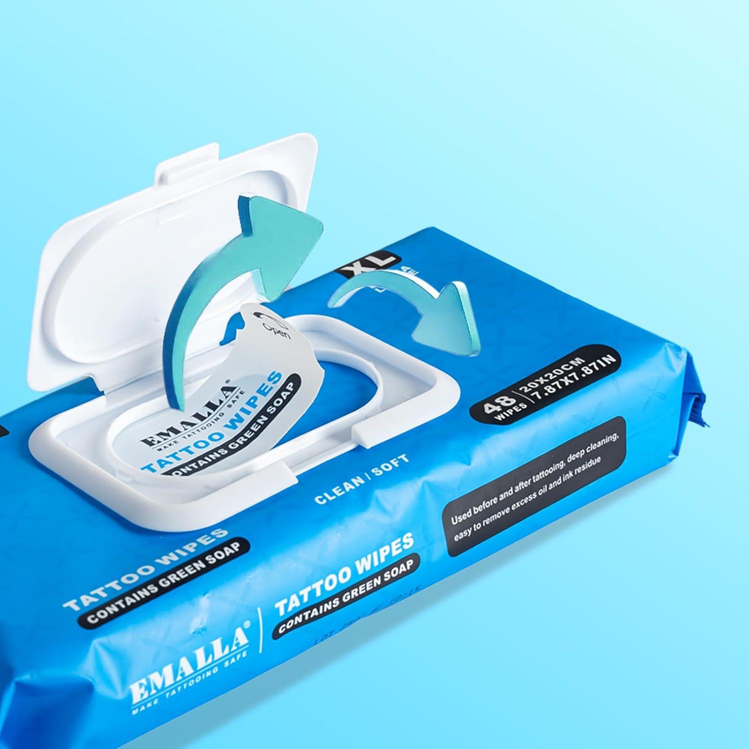 Toallitas para Tatuajes Emalla - 68 Piezas, Cuidado Premium