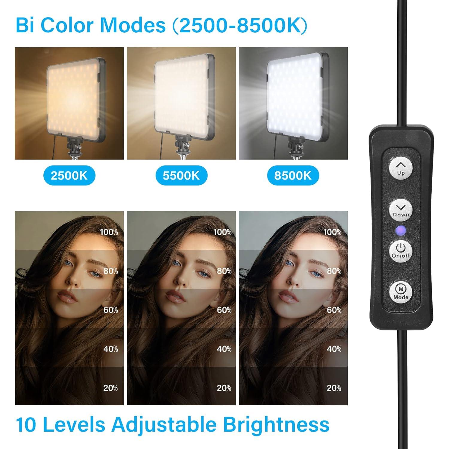 Paquete de 2 luces LED Obeamiu 2500-8500K con trípode 160 cm