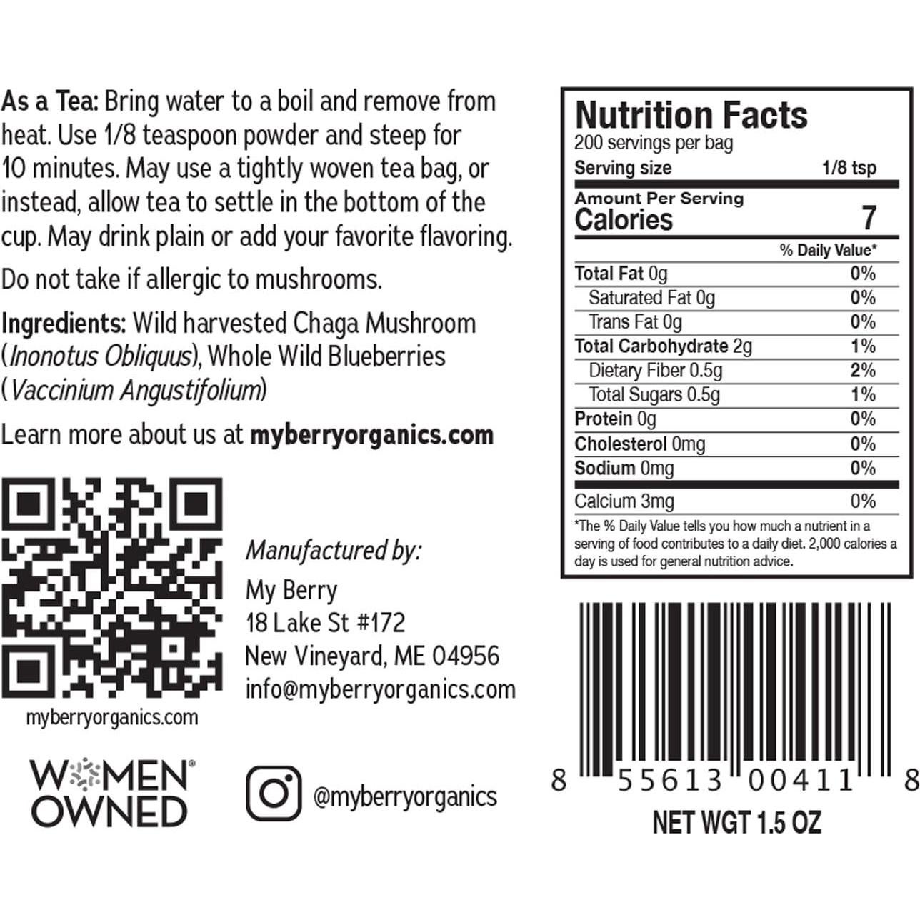 Té en Polvo de Chaga y Arándano Silvestre My Berry 42.52g