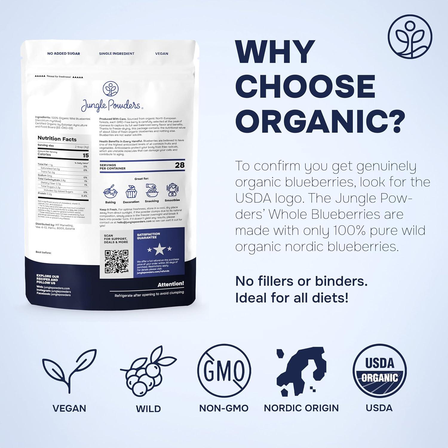 Arándanos Silvestres Orgánicos Liofilizados Jungle Powders 113g