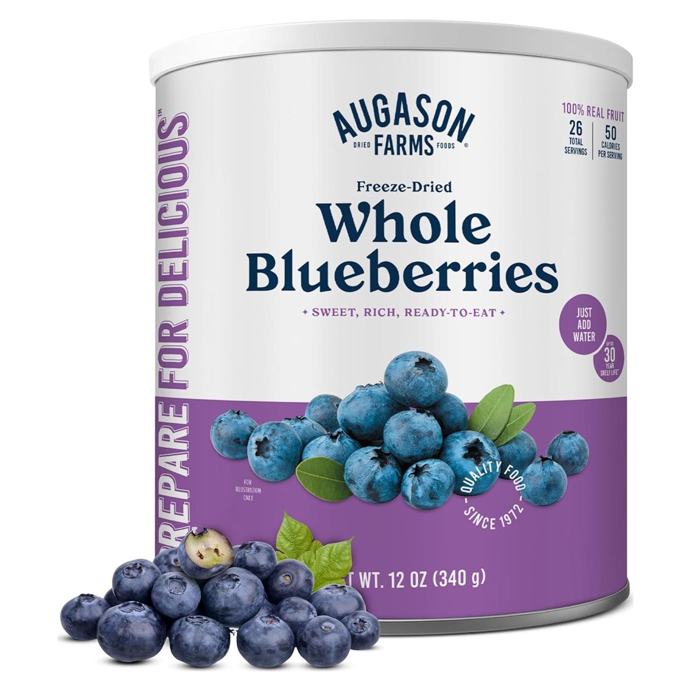 Lata de Arándanos Azules Enteros Secos Augason Farms 340g