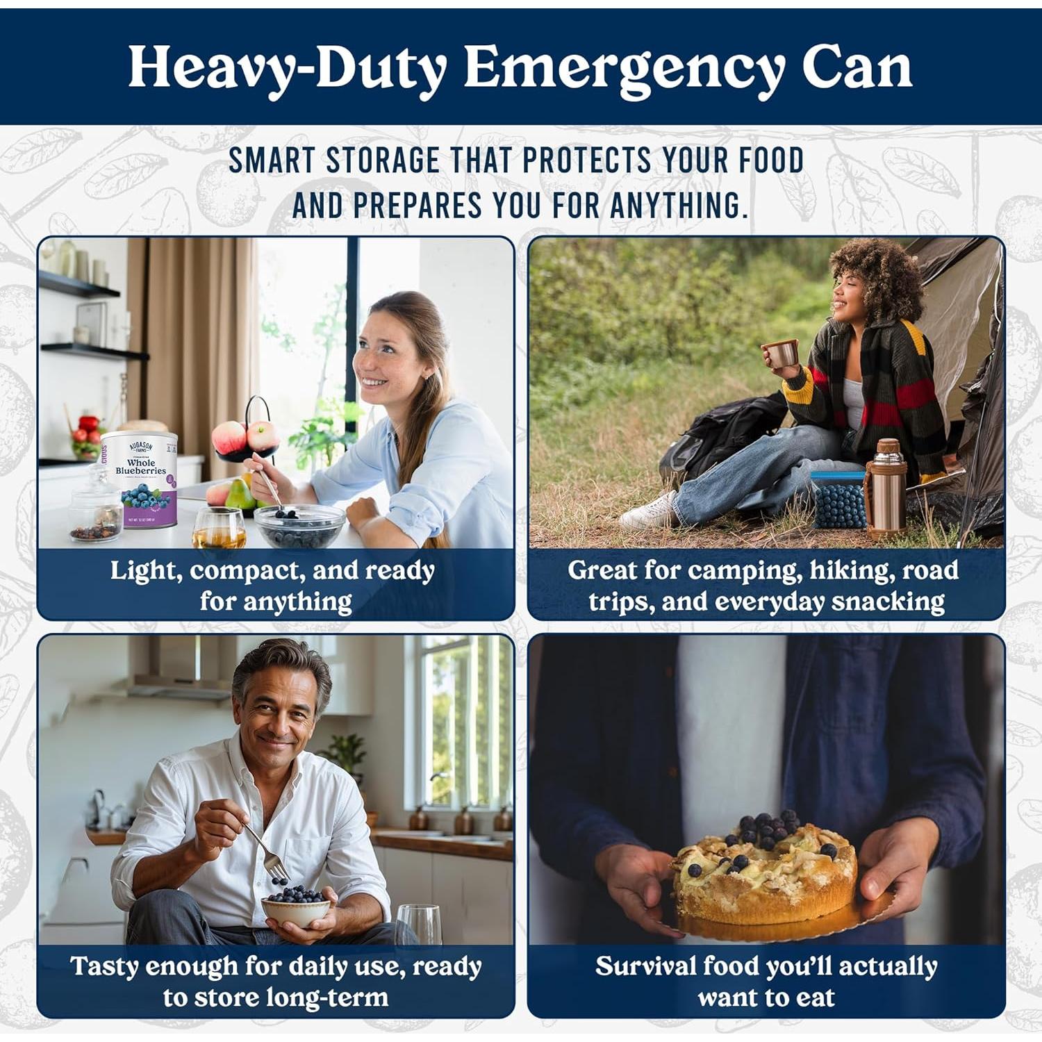 Lata de Arándanos Azules Enteros Secos Augason Farms 340g