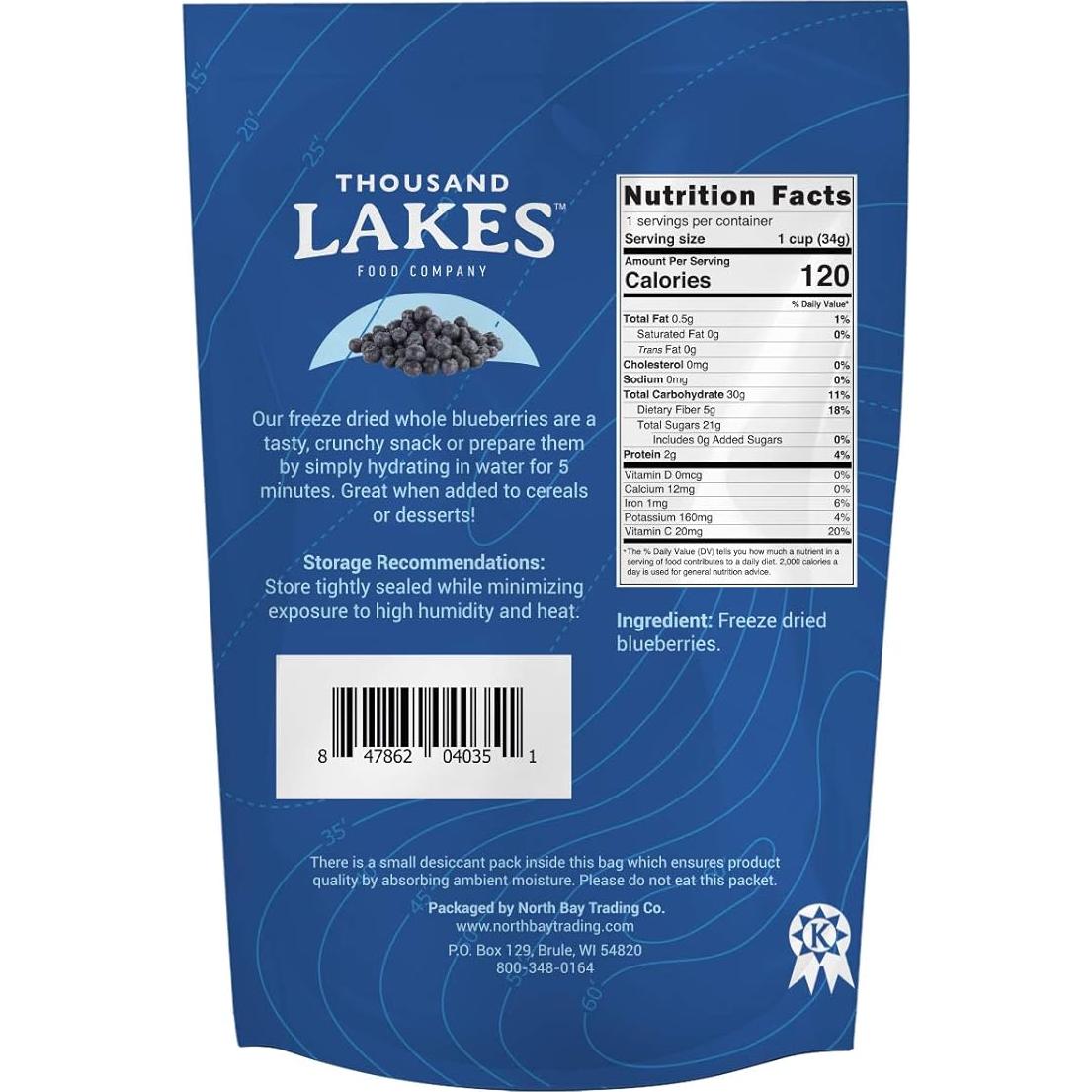 Frutas Liofilizadas Thousand Lakes - Arándanos 68g Sin Azúcar