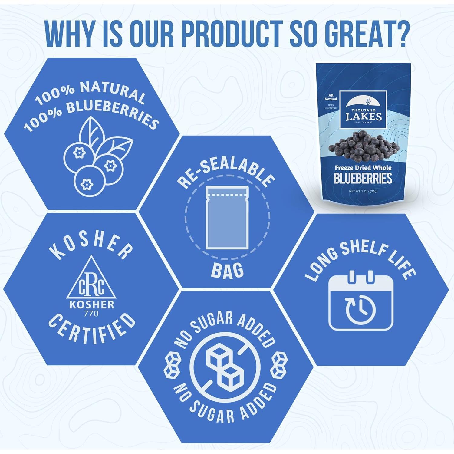 Frutas Liofilizadas Thousand Lakes - Arándanos 68g Sin Azúcar