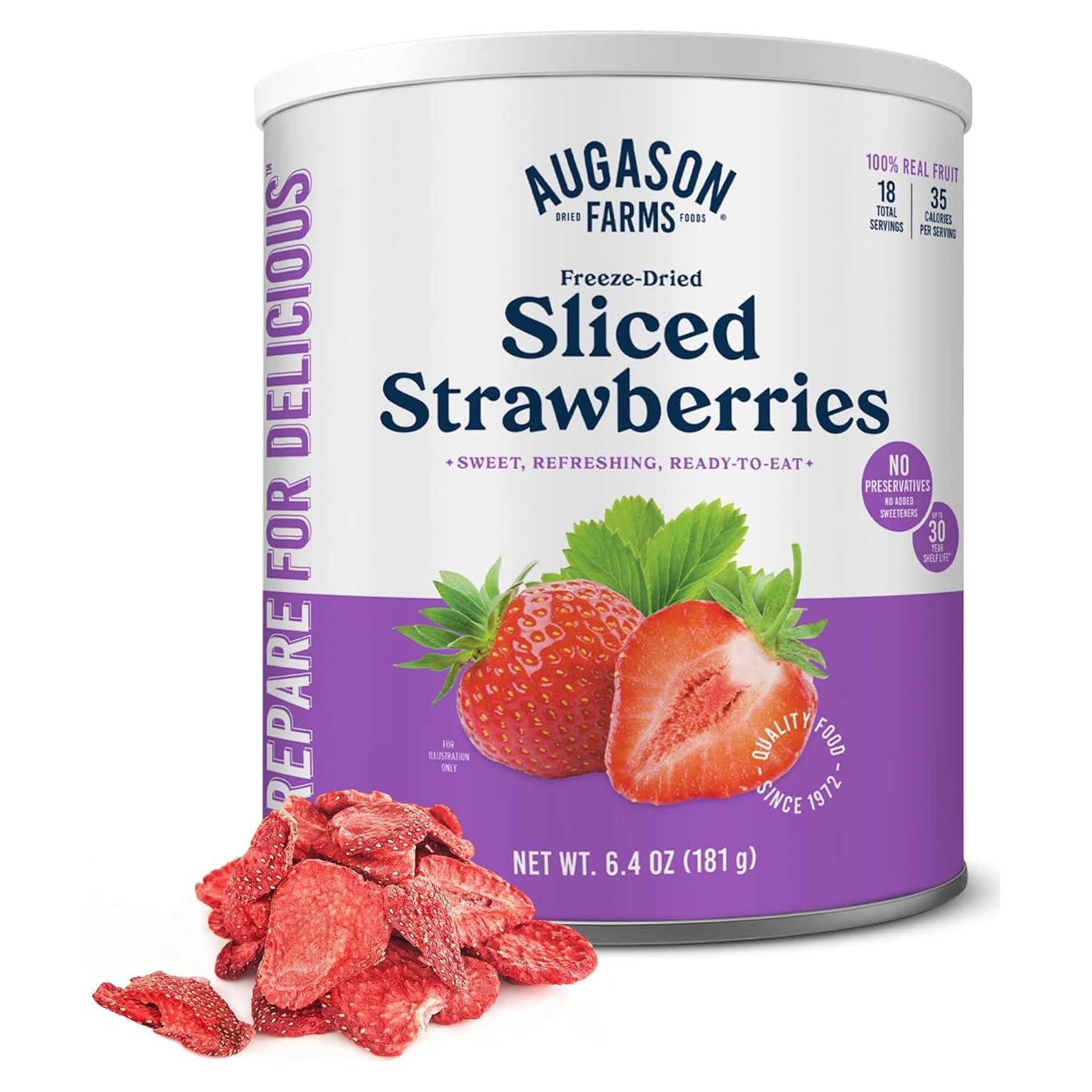 Fresas Deshidratadas por Congelación Augason Farms 181g - Snack Saludable