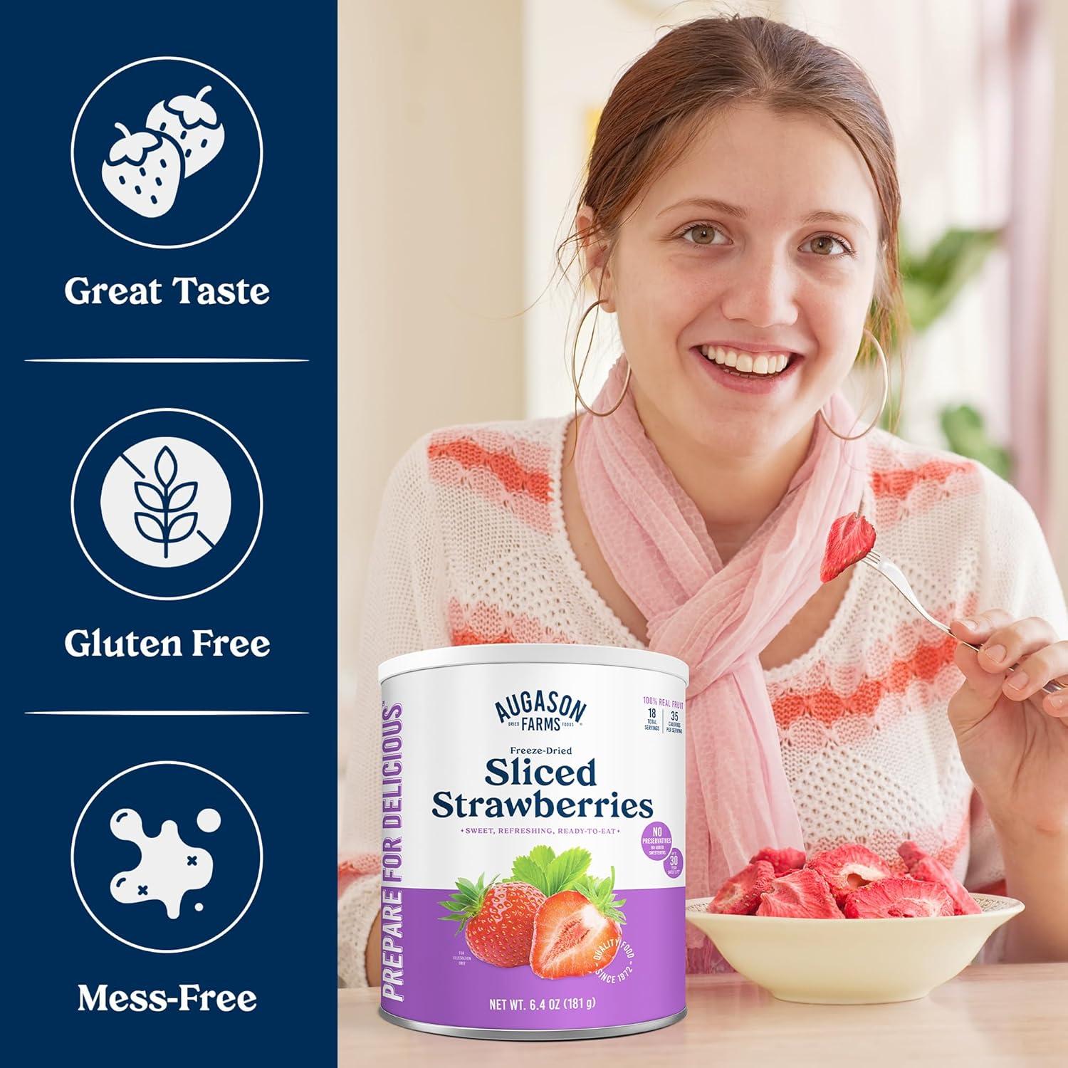 Fresas Deshidratadas por Congelación Augason Farms 181g - Snack Saludable