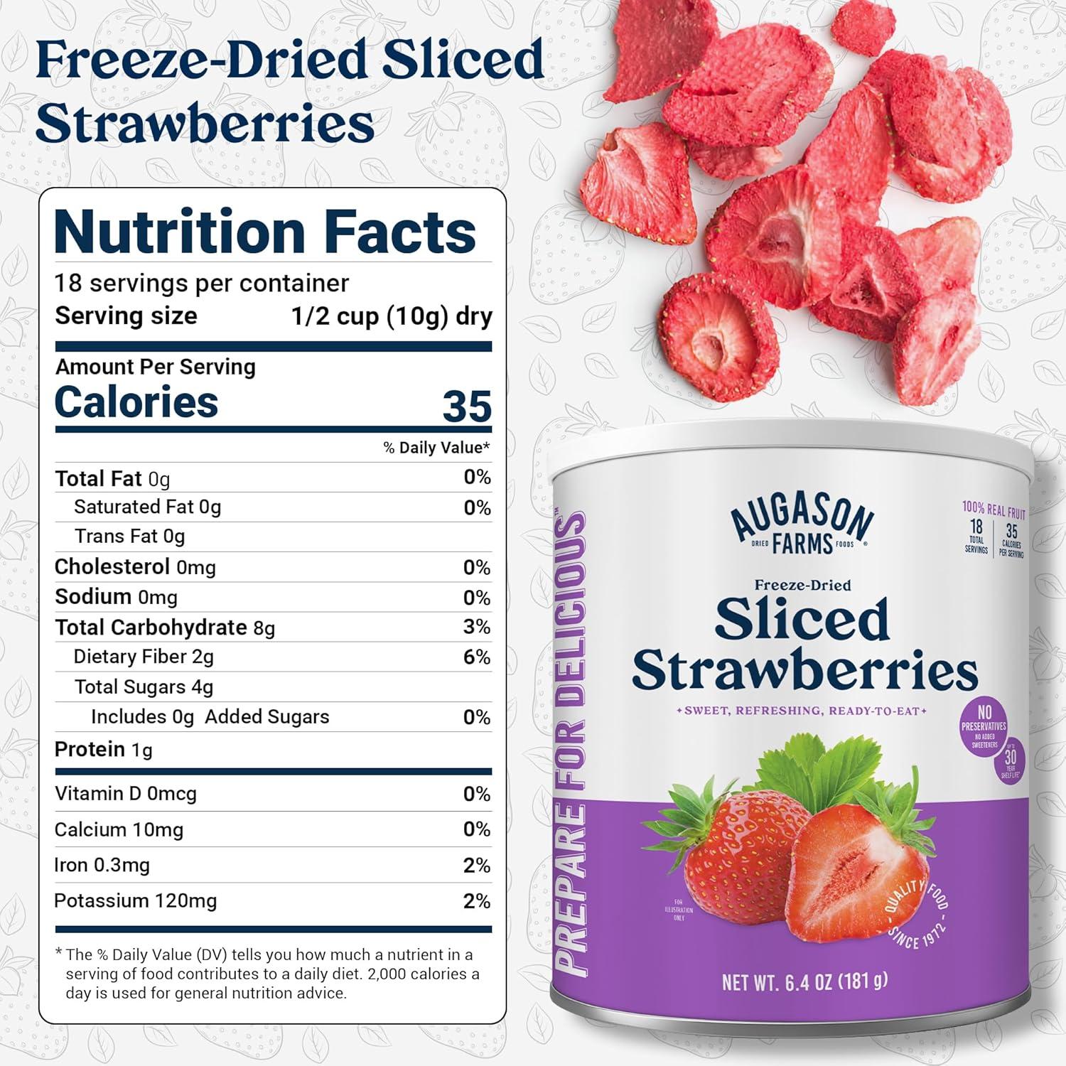Fresas Deshidratadas por Congelación Augason Farms 181g - Snack Saludable